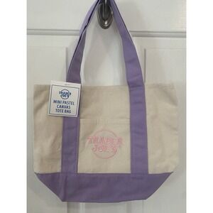 Trader Joe's 2026 Spring Mini Pastel Purple Lavender Canvas Tote Bag NEW NWT